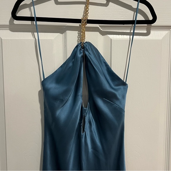 NWT Reformation Yesenia Silk Waves Ibiza Dress Chainlink Halter Backless Formal - Picture 6 of 9